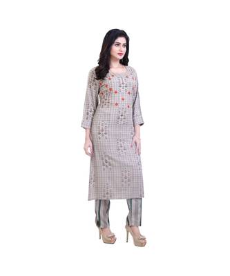 beige Kurta with Pants For Women 2
