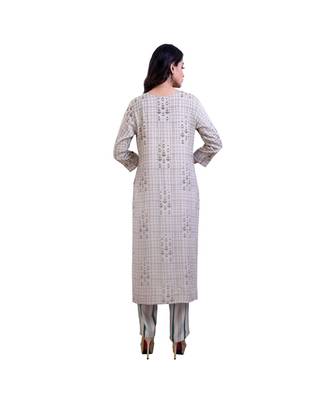 beige Kurta with Pants For Women 4