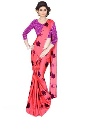Peach Brasso Fancy Fabric Saree With Blouse 1