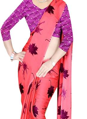 Peach Brasso Fancy Fabric Saree With Blouse 2