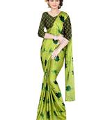 Green Brasso Fancy Fabric Saree With Blouse