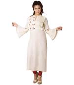Yellow embroidered Kurti For Women