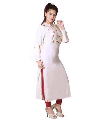 Yellow embroidered Kurti For Women 2