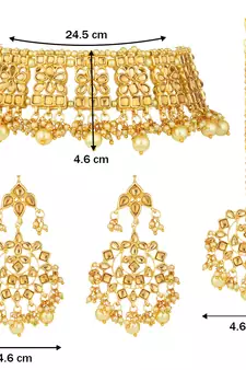  Traditional Kundan Choker Jewellery Set with Earrings & Maang Tikka For Women 