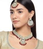 Traditional Choker Set Glided with Kundan & Pearls for Women/Girls 
