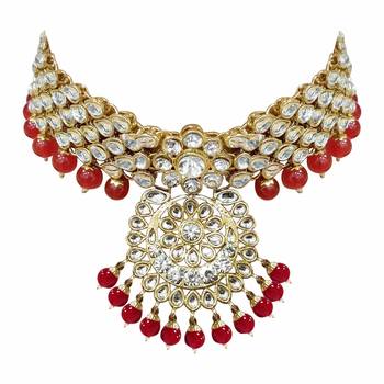 Traditional Choker Set Glided with Kundan & Pearls for Women/Girls  3
