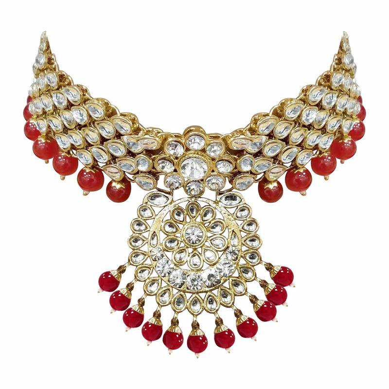 Traditional Choker Set Glided with Kundan & Pearls for Women/Girls 