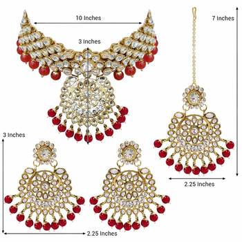 Traditional Choker Set Glided with Kundan & Pearls for Women/Girls  4