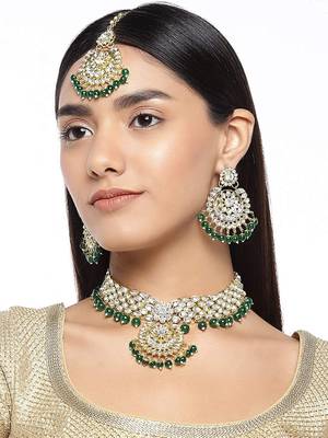 Traditional Choker Set Glided with Kundan & Pearls for Women/Girls 2