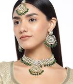 I Jewels 18k Gold Plated Traditional Choker Set Glided with Kundan & Pearls for Women/Girls