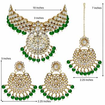 Traditional Choker Set Glided with Kundan & Pearls for Women/Girls 4