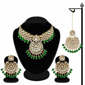 Traditional Choker Set Glided with Kundan & Pearls for Women/Girls 5