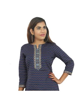 Blue Printed Kurti For Women 5