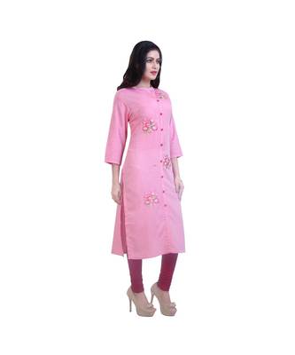 Pink Floral embroidered Kurta For Women 1