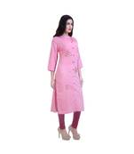 Pink Floral embroidered Kurta For Women