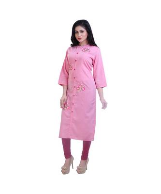 Pink Floral embroidered Kurta For Women 2