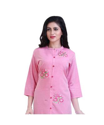 Pink Floral embroidered Kurta For Women 4