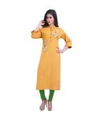 Mustard Slubbish Kurta For Women