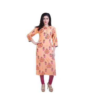 Orange printed kurta For Women 1