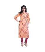 Orange printed kurta For Women