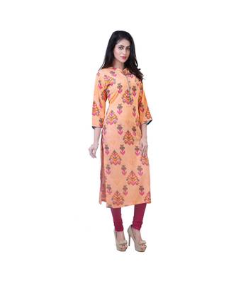 Orange printed kurta For Women 2