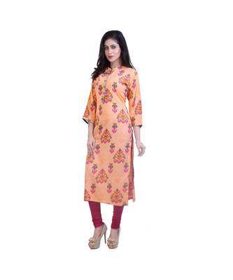 Orange printed kurta For Women 3
