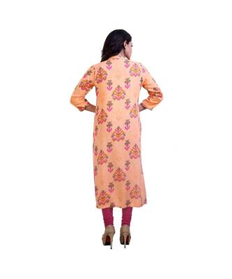 Orange printed kurta For Women 4