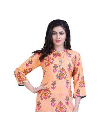 Orange printed kurta For Women 5