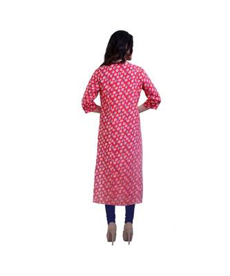 Pink Printed Kurta For Women 4