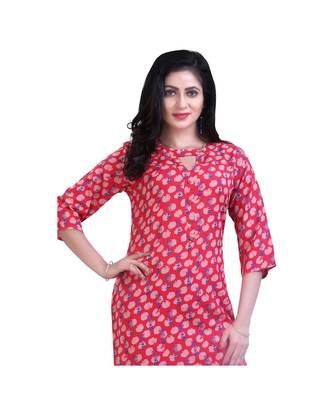 Pink Printed Kurta For Women 5