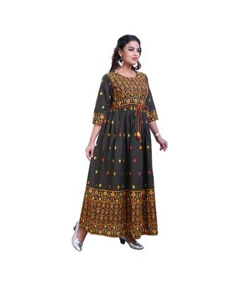 Olive Green Long Gown For Women 1