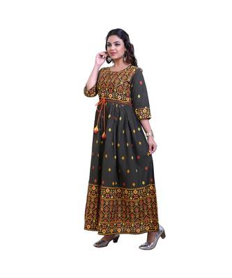 Olive Green Long Gown For Women 2