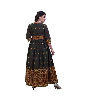 Olive Green Long Gown For Women 3