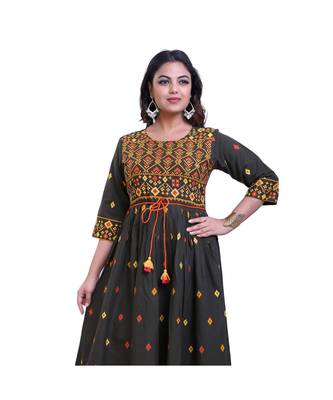 Olive Green Long Gown For Women 4