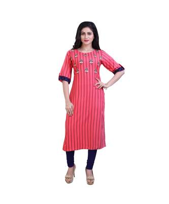 embroidered Pink kurta For Women 1