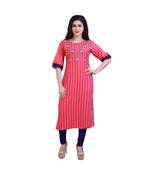 embroidered Pink kurta For Women