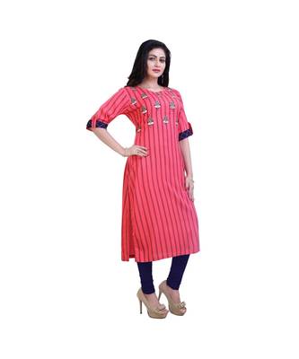 embroidered Pink kurta For Women 2