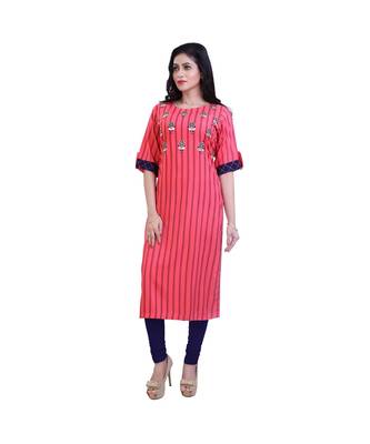 embroidered Pink kurta For Women 3