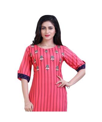 embroidered Pink kurta For Women 5