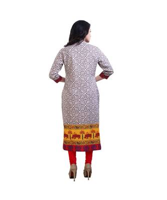 Cream Printed kurta For Women 2