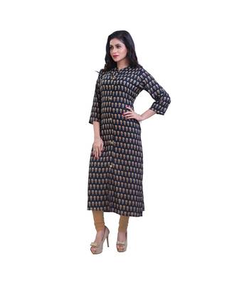 Printed Olive green Kurta For Women 3