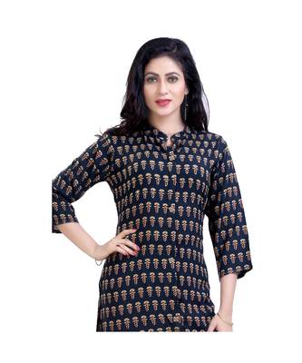 Printed Olive green Kurta For Women 5