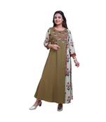 Mehendi green embroidered Long Kurta For Women