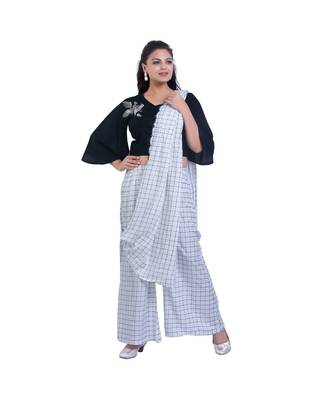 Designer Black Top with White checks Palazzo with Attached Dupatta For Women 1