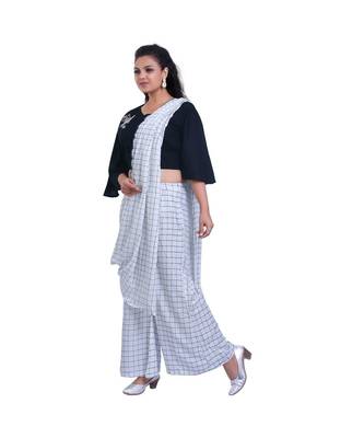 Designer Black Top with White checks Palazzo with Attached Dupatta For Women 2