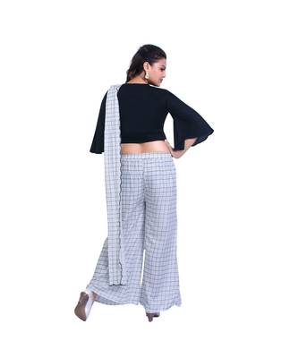 Designer Black Top with White checks Palazzo with Attached Dupatta For Women 3