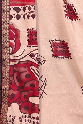 Light copper printed chiffon saree with blouse 4