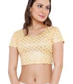 Women's Gold Cotton Lycra Readymade Free Size Stretchable Saree Blouse