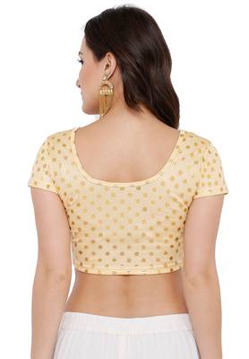 Women's Gold Cotton Lycra Readymade Free Size Stretchable Saree Blouse 2