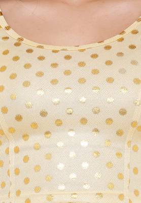 Women's Gold Cotton Lycra Readymade Free Size Stretchable Saree Blouse 4